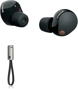 BoxWave Cable Compatible with Sony WF-1000XM5 - USB Type-C Keychain Charger, Key Ring USB Type-C to Type-A 8 in USB Cable - Jet Black