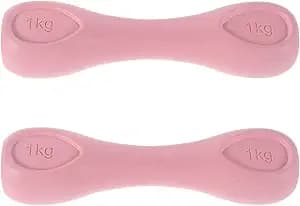 Ciieeo 2pcs Women Dumbbells Set 2kg Pink Hand Weights for Home Gym Fitness Strength Training Equipment