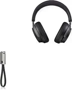 BoxWave Cable Compatible with Bose QuietComfort Ultra - USB Type-C Keychain Charger, Key Ring USB Type-C to Type-A 8 in USB Cable - Jet Black