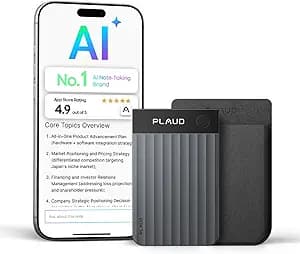 Plaud Note Pro AI Voice Recorder, Transcribe & Summarize with AI, App Control, Note Taker for Meetings & Calls, Supports 112 Languages, Ultra-Slim w/InstantView Display, Case Included, Black