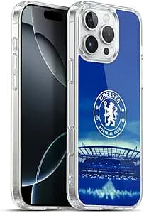 Head Case Designs Officially Licensed Chelsea Football Club Logo Retro Kit and Stadium Gel Case [Military Grade Protection] Compatible with Apple iPhone 16 Pro Max and Compatible with MagSafe