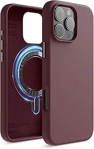 elago Magnetic Silicone Case Compatible with iPhone 16 Pro Max Case 6.9 Inch Compatible with All MagSafe Accessories - Built-in Magnets, Soft Grip Silicone, Shockproof [Burgundy]