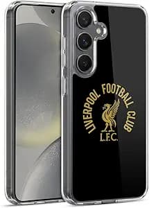 Head Case Designs Officially Licensed Liverpool Football Club Gold LFC On Black Liver Bird Gel Case [Military Grade Protection] Compatible with Samsung Galaxy S24 5G and Compatible with MagSafe