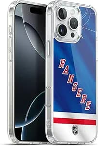 Head Case Designs Officially Licensed NHL Jersey New York Rangers Gel Case [Military Grade Protection] Compatible with Apple iPhone 16 Pro Max and Compatible with MagSafe