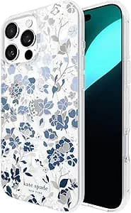 kate spade new york iPhone 16 Pro Max Case - Compatible with MagSafe - Designer Phone Case - Flowerbed Blue Gems