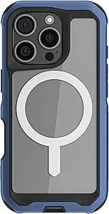 Ghostek Atomic Slim iPhone 16 Pro Case, Compatible with Apple MagSafe Accessories, Aluminum Metal Bumper, Shockproof Drop Protection (6.3 Inch, Blue)