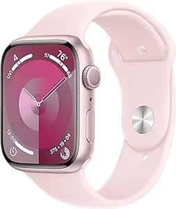 Apple Watch Series 9 [GPS, 45mm] - Pink Aluminum Case with Pink Sport Band, S/M (Renewed)