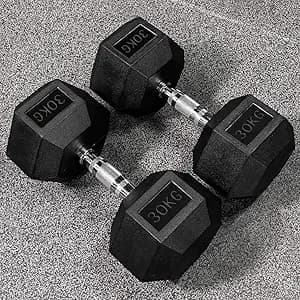 METIS Hex Dumbbells [Pair] | Premium Rubber-Coated Free Weights for Home & Gym Workouts | Full Set & Rack Available [5.5lbs – 110lbs]